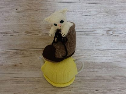 knitted cat in boot